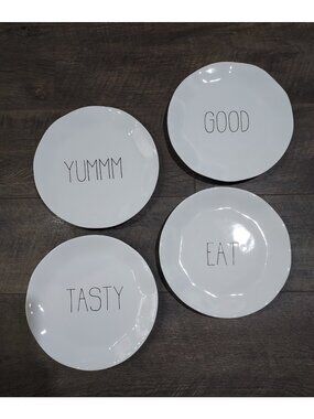 Dishes Parini 4 Piece Ceramic 10 Inch Plate Set White Black Tasty Yum Cottagecor